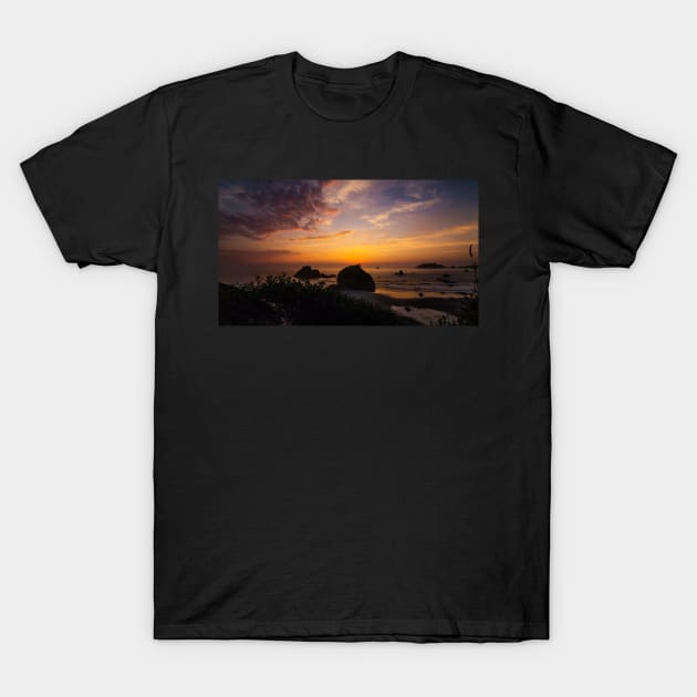 Sunset at a Rocky Beach T-Shirt by JeffreySchwartz